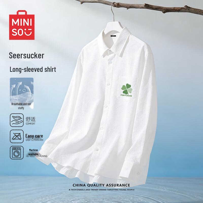 

MINISO Men s 3-Proof Textured Long-Sleeve Shirt 4XL