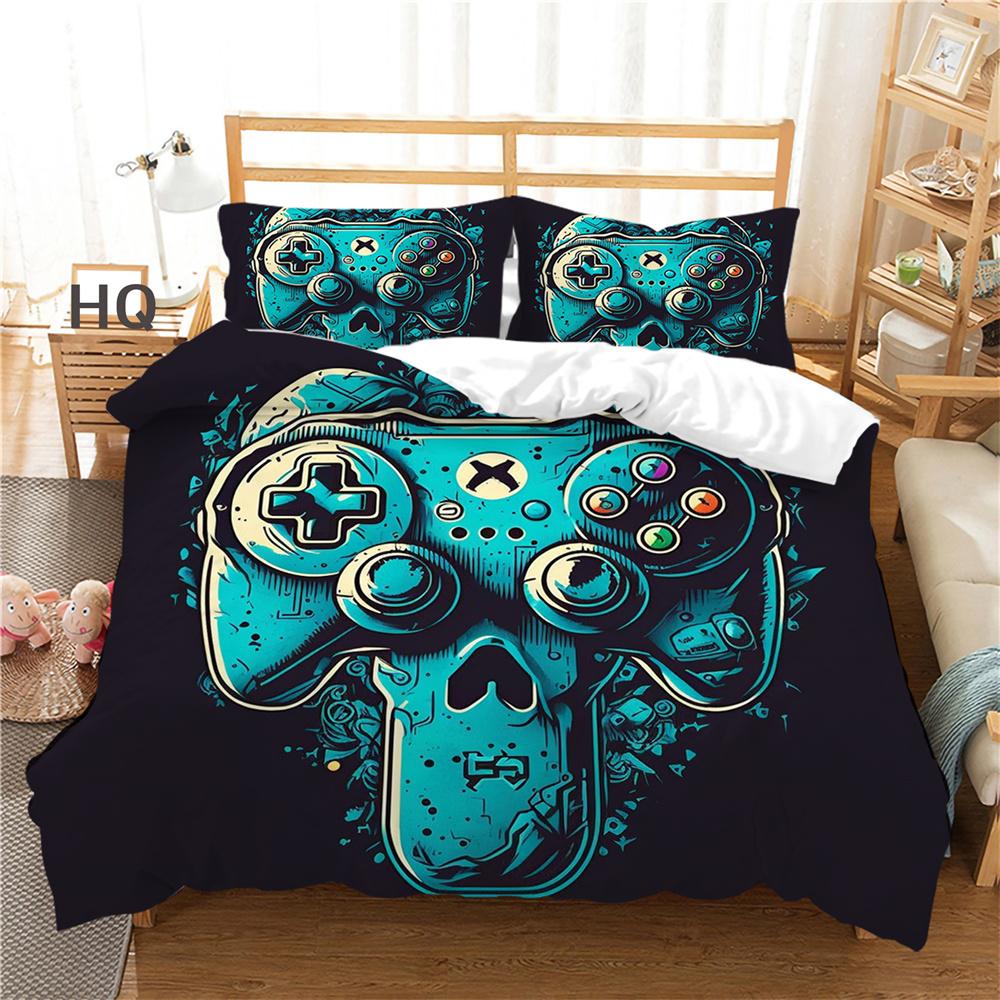 Oyun Konsolu Baskılı Nevresim Tam Boy Yatak Seti Genç Mikrofiber Highend Moda Ev Tekstili