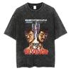 Loose Design Retro Washing Black Cotton Washing Cartoon Old Street Short-sleeved Men's T-shirt