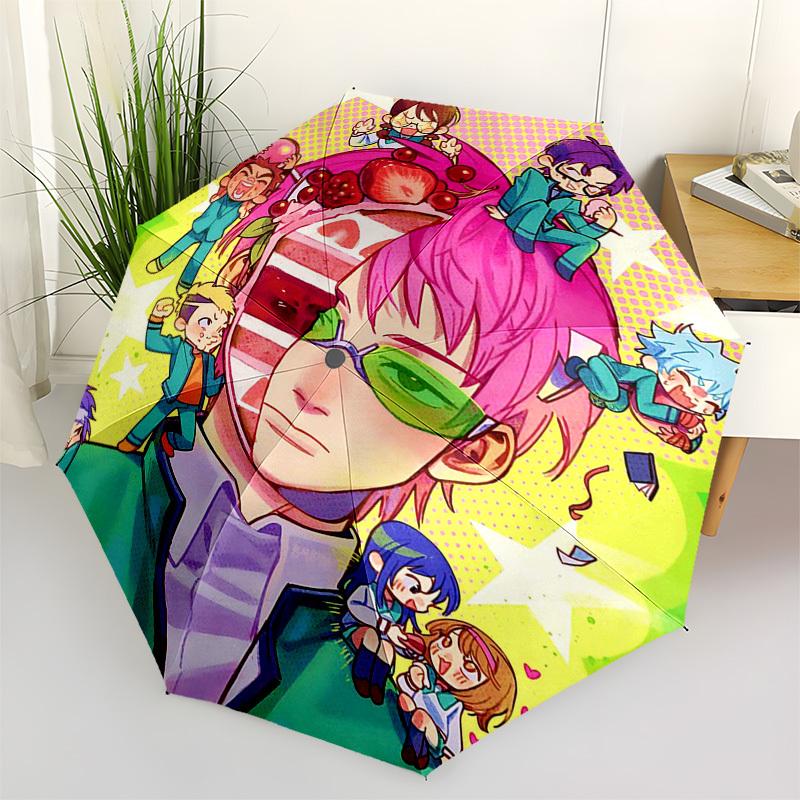 

1pc Outdoor Umbrella with Anime Characters - Automatic Opening/Closing, Portable 3-Fold Design, 8-Rib Iron Frame - Perfect Gift for Fans, Travele