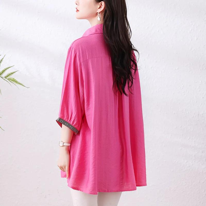 Women's Blouse 3/4 Sleeve Loose Spring and Summer Casual Women's Blouse Large Size Loose Shirt