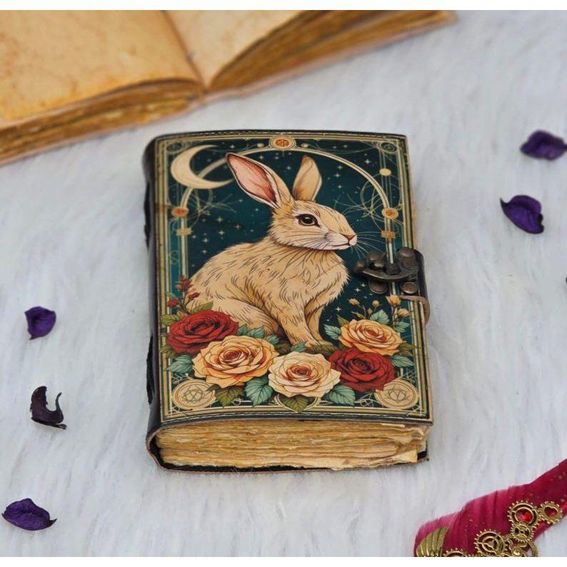 Moonlit Hare Journal | Rabbit Lock Diary | Mystical Floral Notebook | Vintage Witchy Grimoire | Gift for Writers & Dreamers