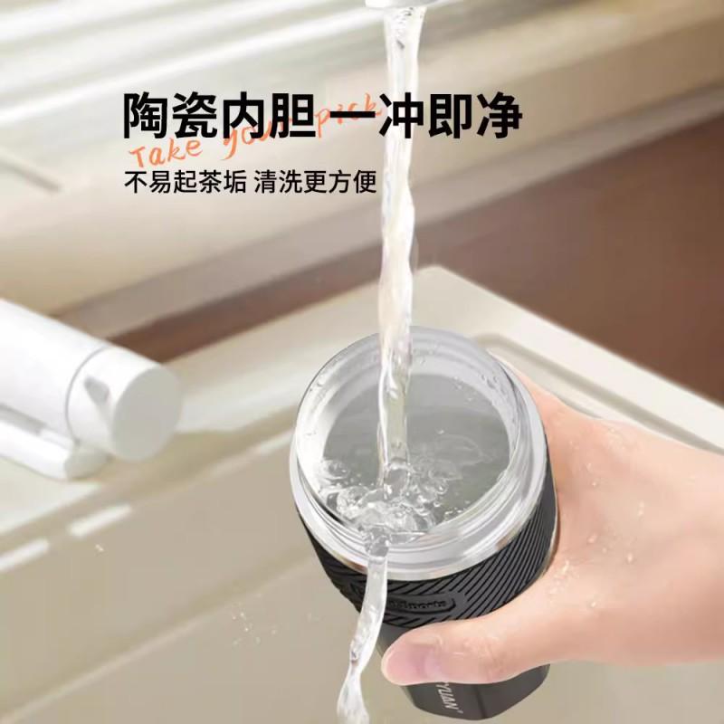 Stainless Steel Vacuum Insulated Ceramic Lined Travel Mug With Straw Men Women Office Car Use 500ml
