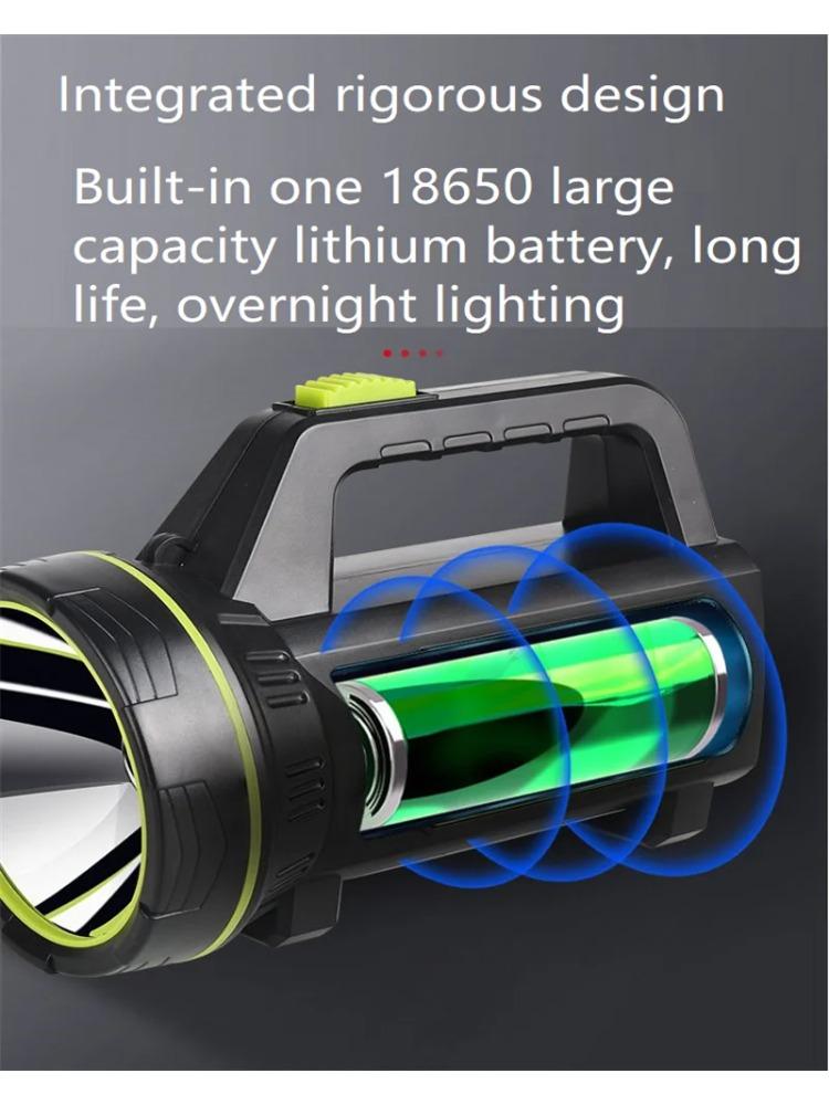 Portable Hand Lamp Rechargeable LED Strong Searchlight Flashlight 2 Lighting Modes Emergency Hiking Camping Energe Saving Torch