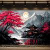 7X5ft Japanese Anime Photo Backdrop Sun Landscape Mountain Nature Photography Background Japanese Cherry Blossoms Birthd