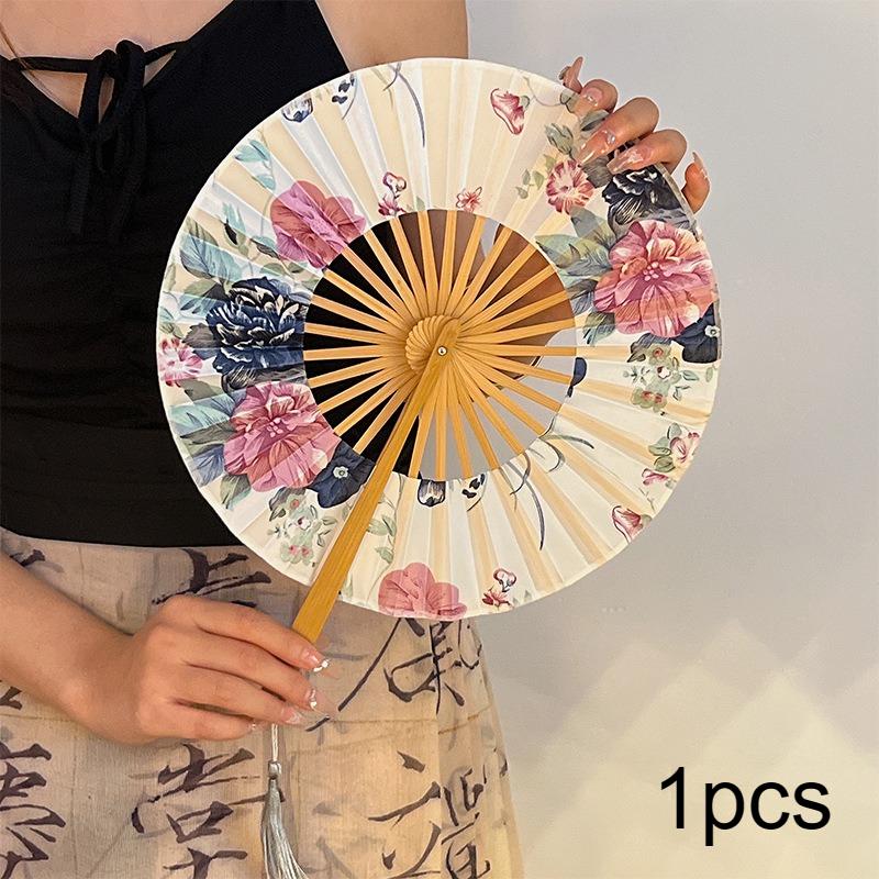 1pcs Ancient Fan In Summer with Cheongsam Portable Bamboo Fan In Chinese Style Hanfu New Chinese Style Ink and Silk Folding Fan