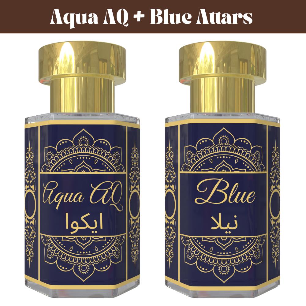 

Aqua Attar and Blue Attar Combo – Fresh Aquatic & Cool Aromatic Fragrance Oils | Alcohol-Free Unisex Roll-On Perfume Set | 2 x 6 ml Pack= 6ml