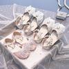 New 2025 Summer Rhinestone Bowknot Closed-Toe Princess Shoes for Girls - Soft Sole Sandals