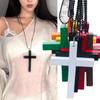 Sweater Chain Wood Cross Pendant Choker Y2k Cross Necklace Fashion Punk Gothic Necklace  Hip Hop