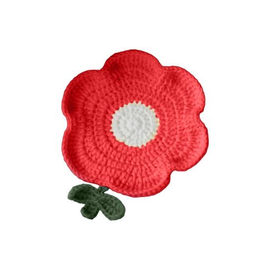 Crochet Flower Coasters, Handmade Knitted Heat Resistant Cup Mats Table Placemats, Decorative Crochet Doilies for Tabletop Protection, Cute Home Decor