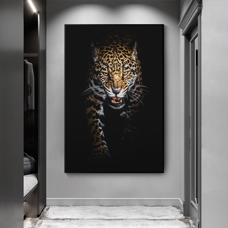 Moderna leoparder Nordisk affisch och tryck Canvasmålning Vilda djur Väggkonst Dekorativ bild för vardagsrum Heminredning