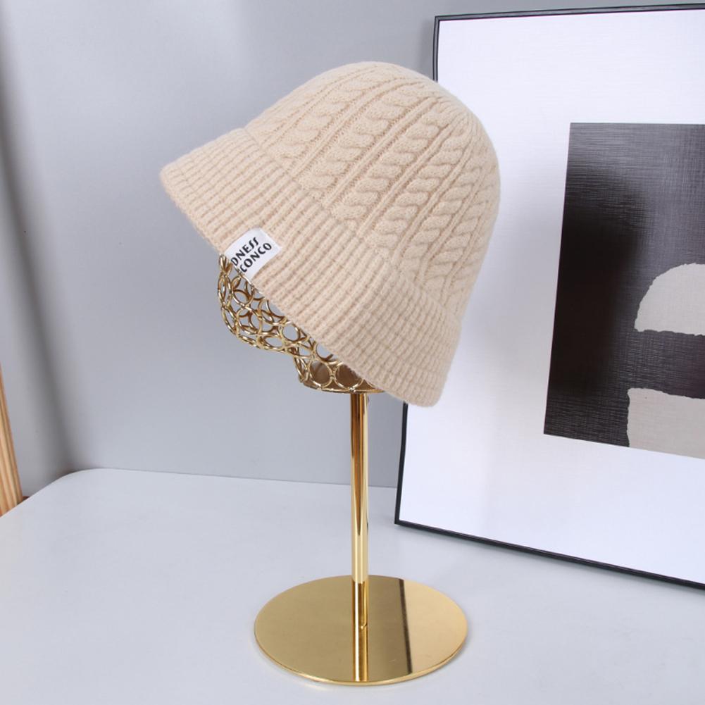 Winter Women Bucket Hat Fashion Solid Color Beanies Cap Large Head Circumference Hat