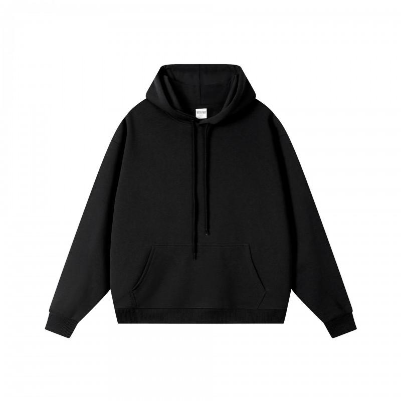 Mens Oversized Heavyweight 450g Fleece-Lined Crewneck Sweatshirt Loose Fit Drop Shoulder Solid Color American Style