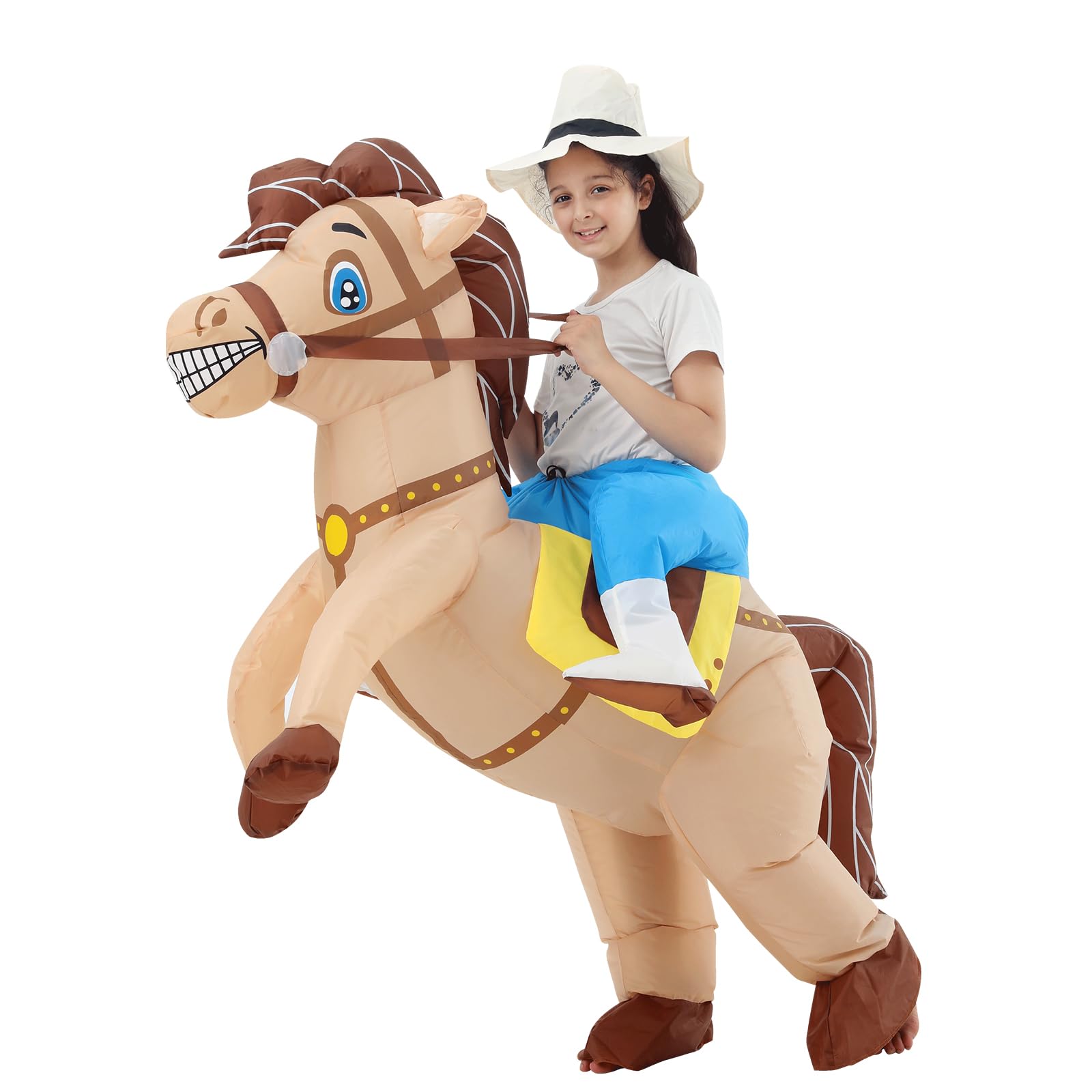 

JOYBRO Надувная лошадь ковбой для возраста мальчиков и забавное животное популярное мероприятие на Хэллоуин один размер подходит большинству костюм, наездник, дети, 8-12, девочки, костюм,