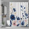 1pc blue floral pattern shower curtain with hooks, bathroom partitions, bathroom accessories, home decoration