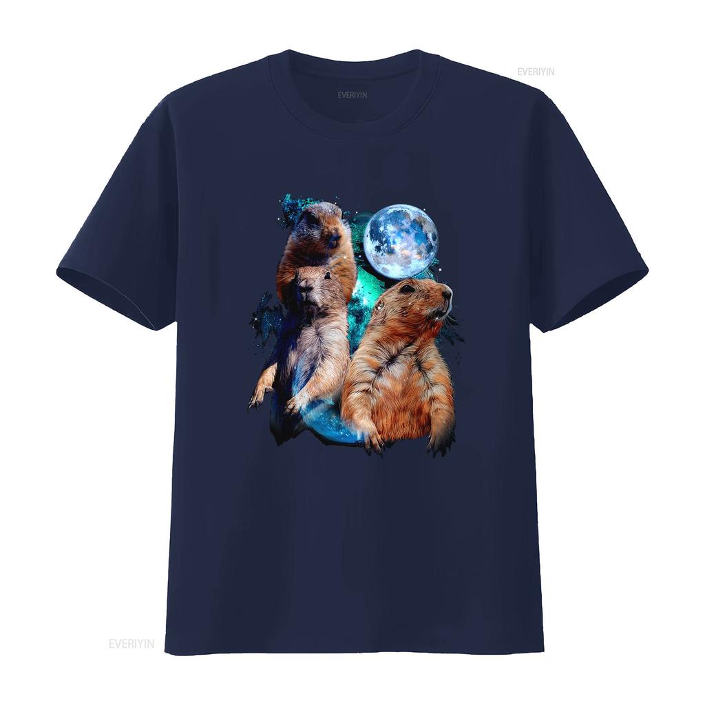 Einzigartiges 3-Mond-Präriehund-Kunst-T-Shirt Perfekt für Nagetier-Eichhörnchen-Welpen-Liebhaber vintage Gewaschenes Unisex Designer-Kleidung Stilvoll
