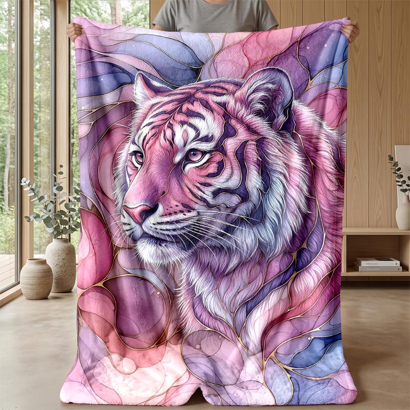Tiger Dance in Nature Theme blanket Lightweight Warm Flannel Blanket Decorative Throw Blanket for Home Decoration