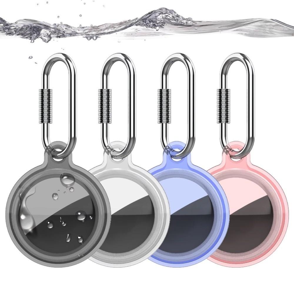 4pcs Anti-lost Waterproof Cover Dustproof Lightweight Protective Case with Carabiner Shockproof Keychain Holder for Apple AirTag