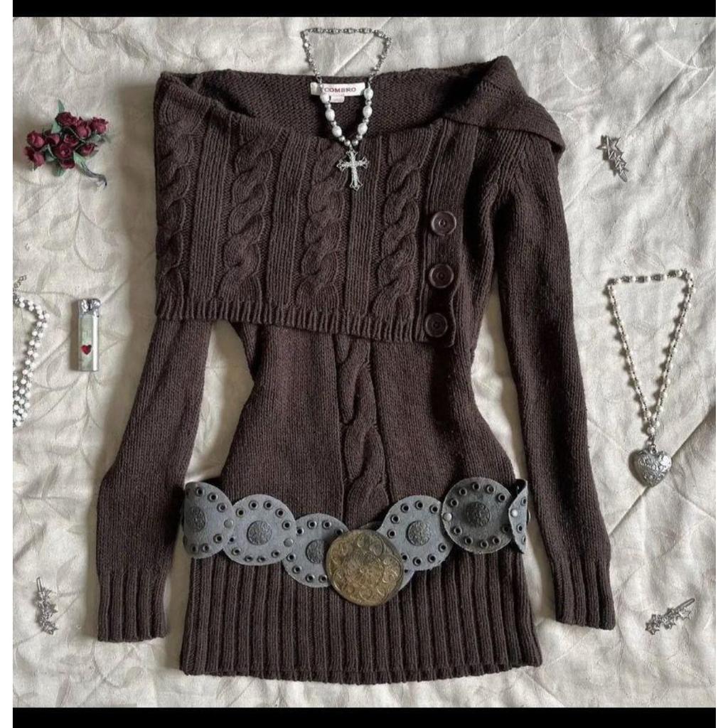 2KWEIRD Y2k College Style Rhombus Tops Elegant Pullovers Autumn Winter Casual Loose Knitwear Trend Streetwear Spicy Girl