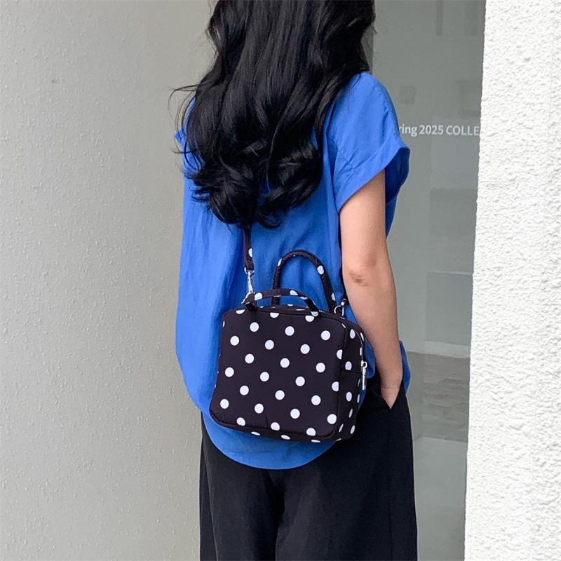 Handbag New Summer Square Shoulder Bag Women's Niche Polka Dot Bowling Oblique Span Bag