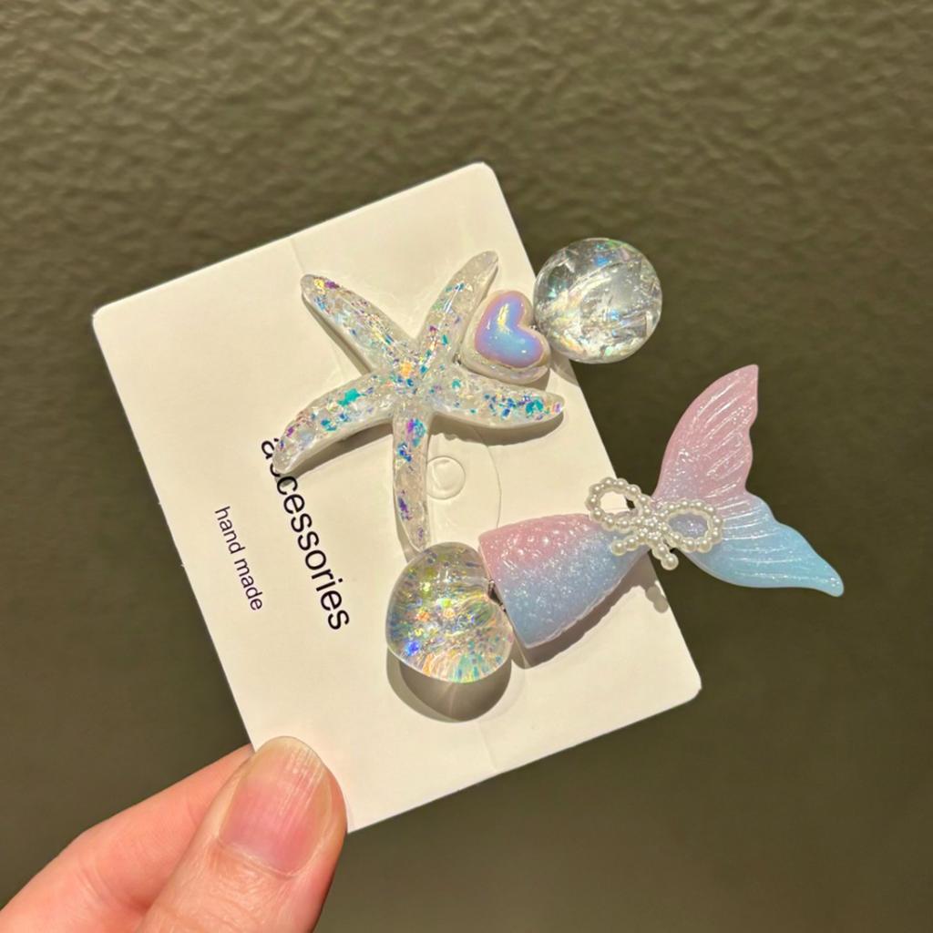 AWAYTR 2PCS Elegant Starfish Star Shell Hair Clips For Ladies Hairpins Summer Beach Holiday Party Barrettes Hair Accessories