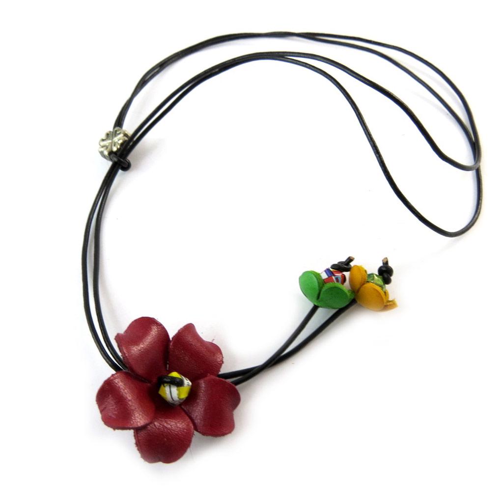 Les Trésors De Lily [N9563] - Multicolored 'New Life' Leather Craft Necklace (handmade)