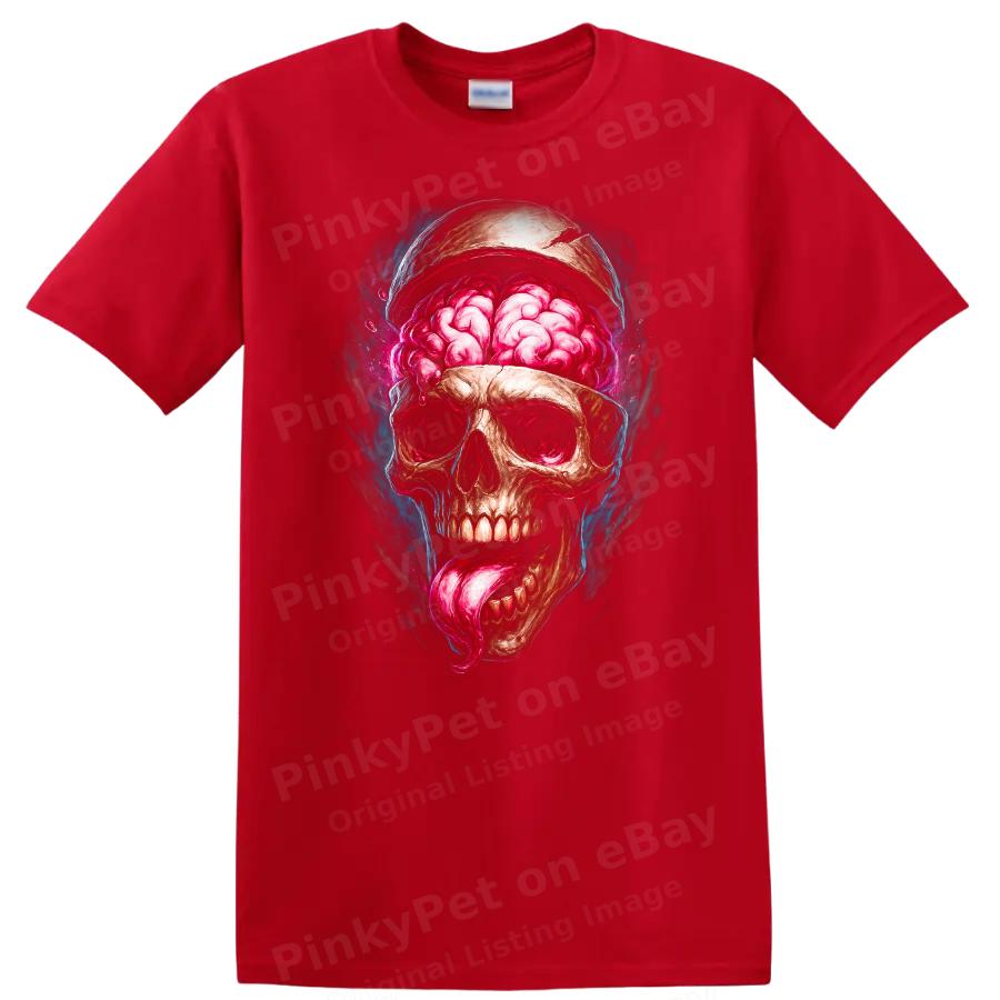Skull Brain T Shirt Creative Graphic Art Design Cool Horror Tee