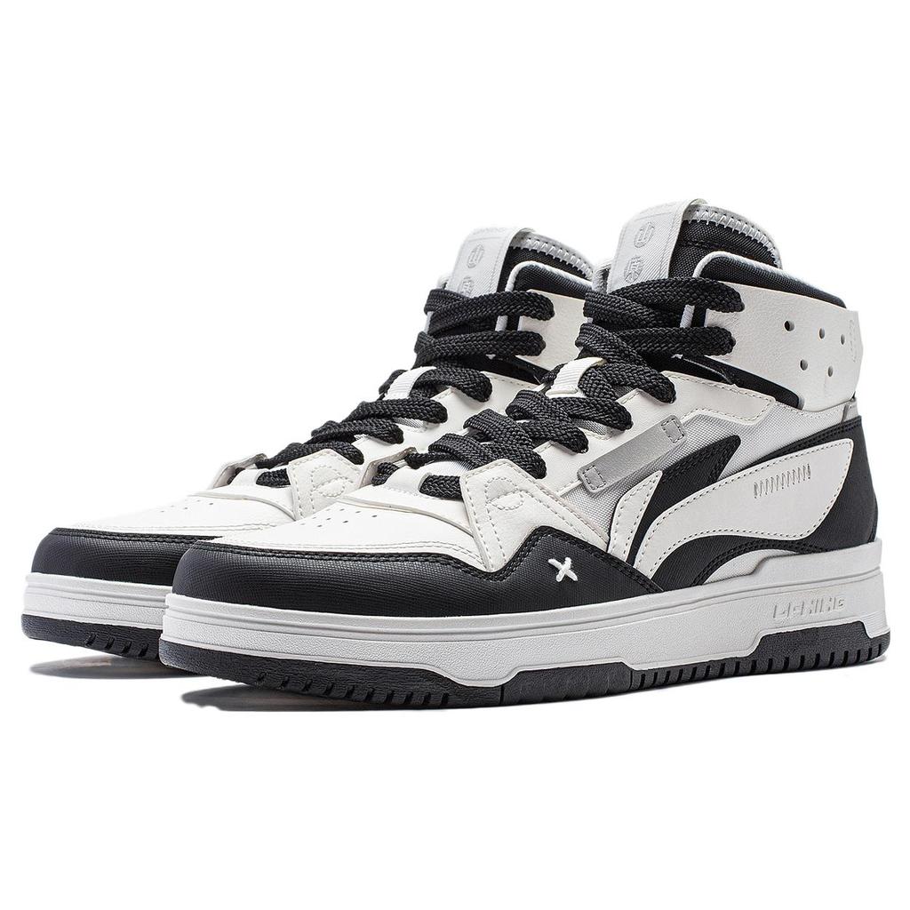 Li Ning Mountain Origin 2.0 Slip Resistant Abrasion Resistant High top Skateboard Shoes Men's Black White AGCT291-4