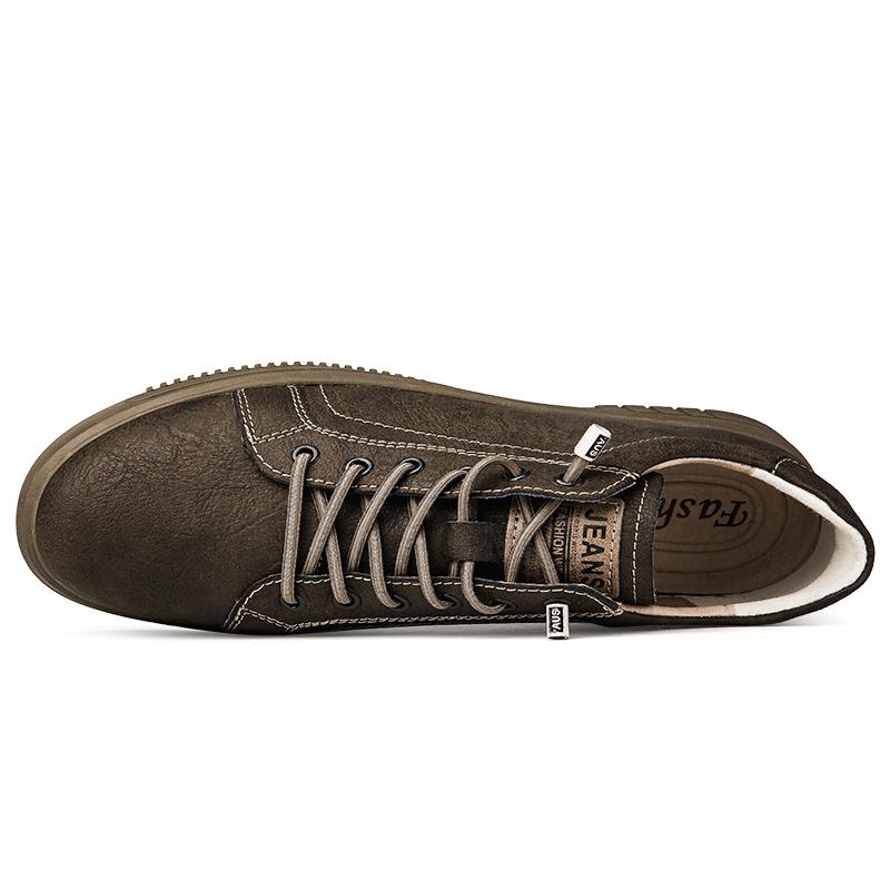 Mens Casual Shoes British Style Mens Sneakers Genuine Leather Luxury Adulto Shoes Comfort Driving Shoes Fashion Vulcanized Shoes