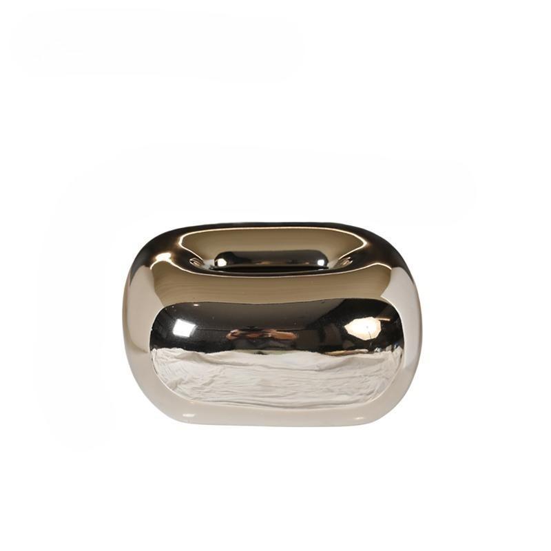 Nordic Cream Ceramic Tissue Box Holder Creative Home Decor for Living Room Bedroom Desktop Silver