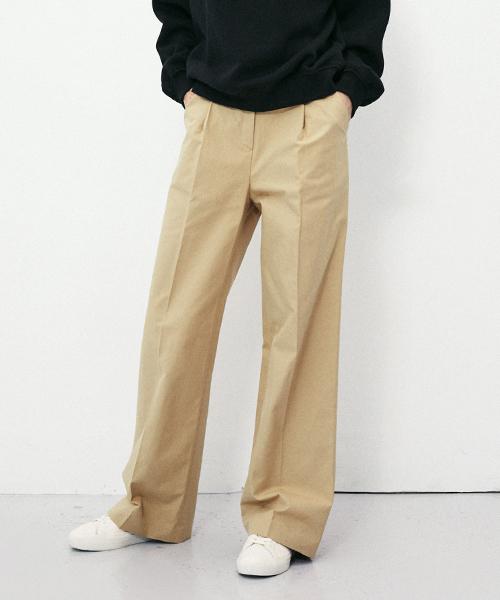RIDIFI Cotton Plasma Pleated Pants_Beige