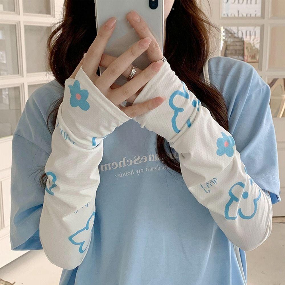 

Long Sleeves Printing Sunscreen Driving Sun Protection Cooling Sleeves Ice Silk Sleeve Arm Sleeves A