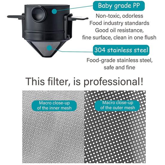 Ergonomic Retractable Ergonomic Coffee Filter Retractable Plastic Stable Even Filtration Coffee Strainer