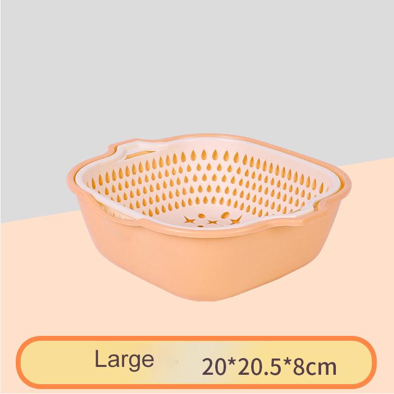 Multifunctional Double-Layer Drain Basket 2PCS/Set Vegetable Wash Basket Plastic Strainer Filter Food Colander Kitchen Gadget