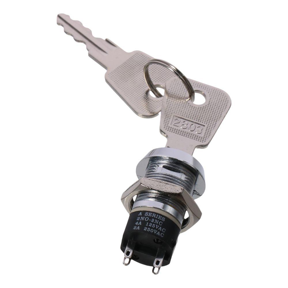 2NO 2NC Electric Keylock 2 Positions Push Button Switch Durable   DIY