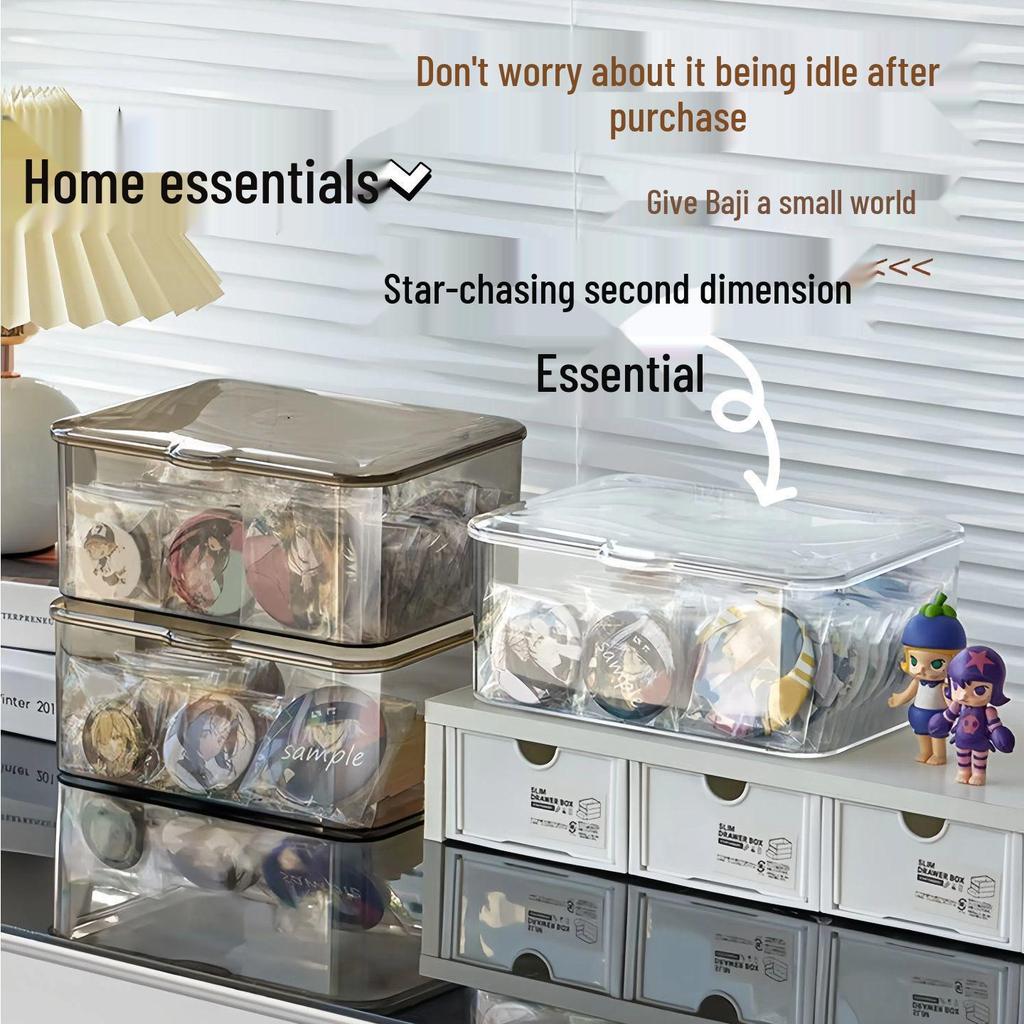 Großer Schreibtisch-Organizer mit Deckel: Transparente Acryl-Staubschutzbox für Anime-Merchandise & Familienmedizin