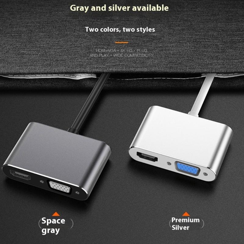 Plugs and Play Mini  To Hdmis VGA Converters 4K 60Hz Aluminum Adapter For Projectors Laptop Monitors