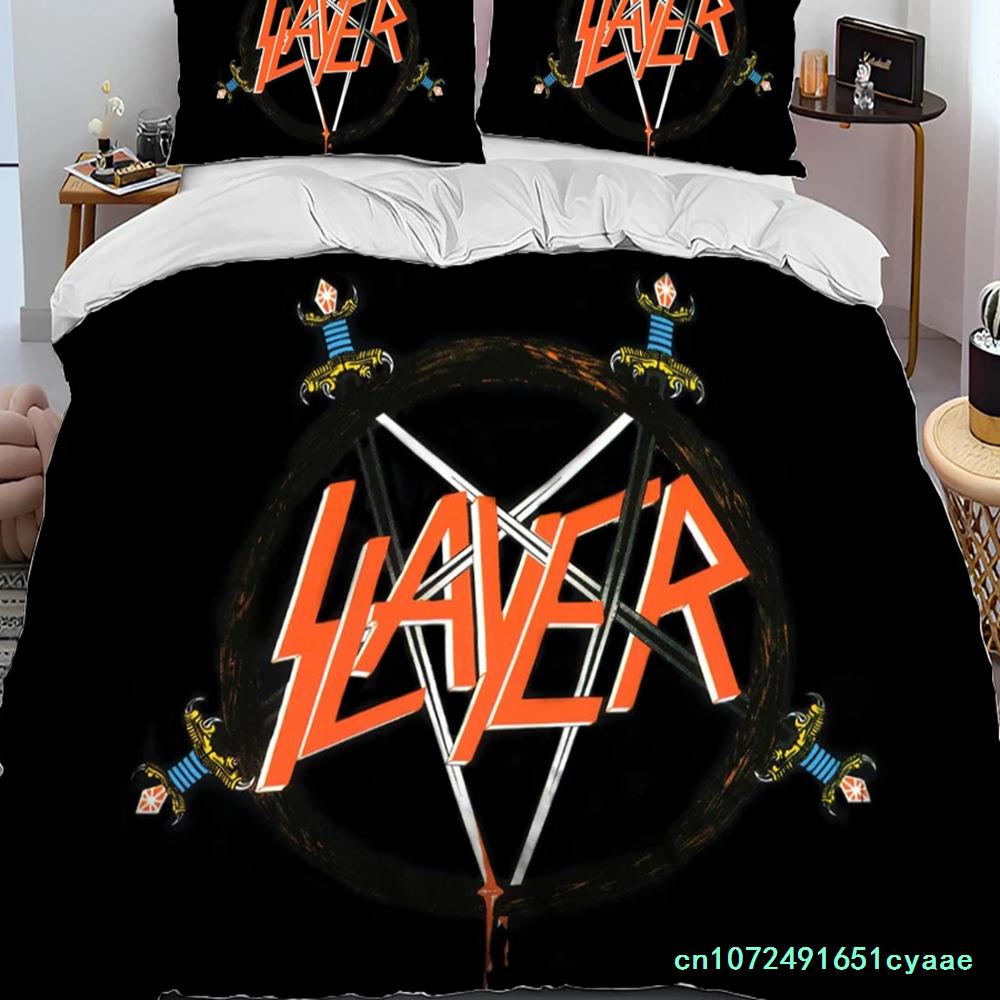 Slayer Heavy Metal Band Music Comforter Bedding Set,Duvet Cover Bed Set Quilt Cover Pillowcase,king Queen Size Bedding Set Boys