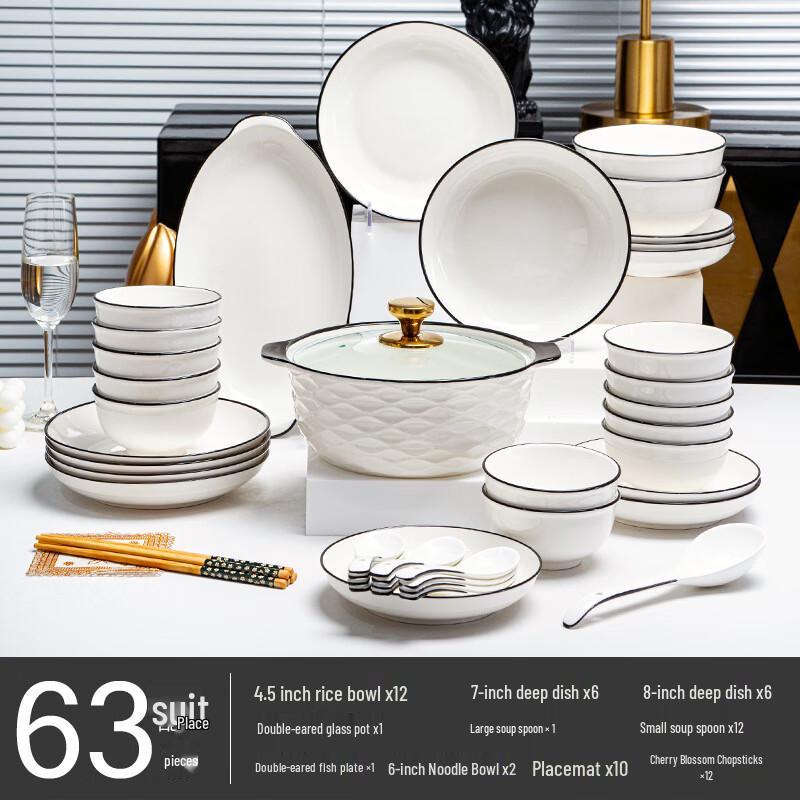 WJ Nordic Black Line Ceramic Dinnerware Set