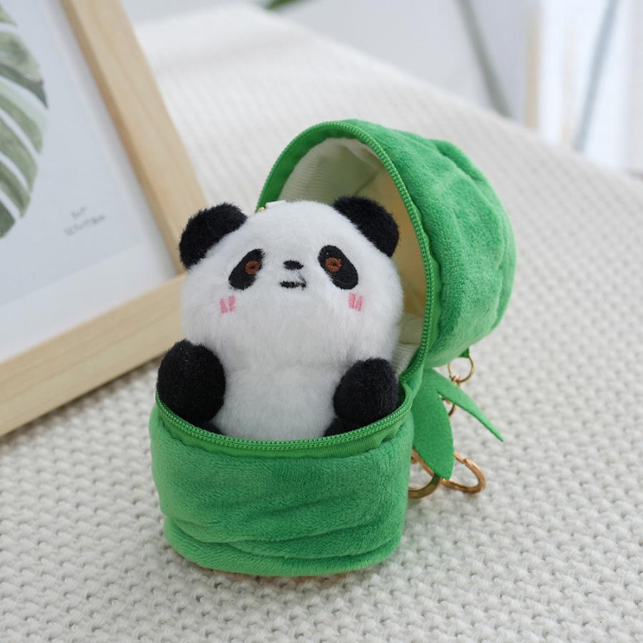 Cute Banboo Panda Plush Toy Keychain Kawaii Panda Pendant Bag Accessories Car Key Chain Pendant Boyfriend Gift Bag Decor