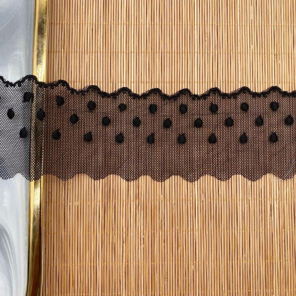 15 Yards Mesh Lace Fabric Embroidered Edge Wave Lace Lace Trims Dot Lace Garment Accessories