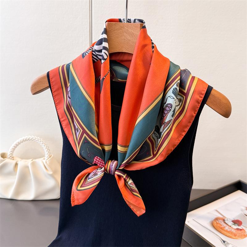 European and American Zebra Printing Simulation Silk Square Scarf Shawl Versatile High-end Neck Small Square Scarf Headscarf Silk Scarf Women