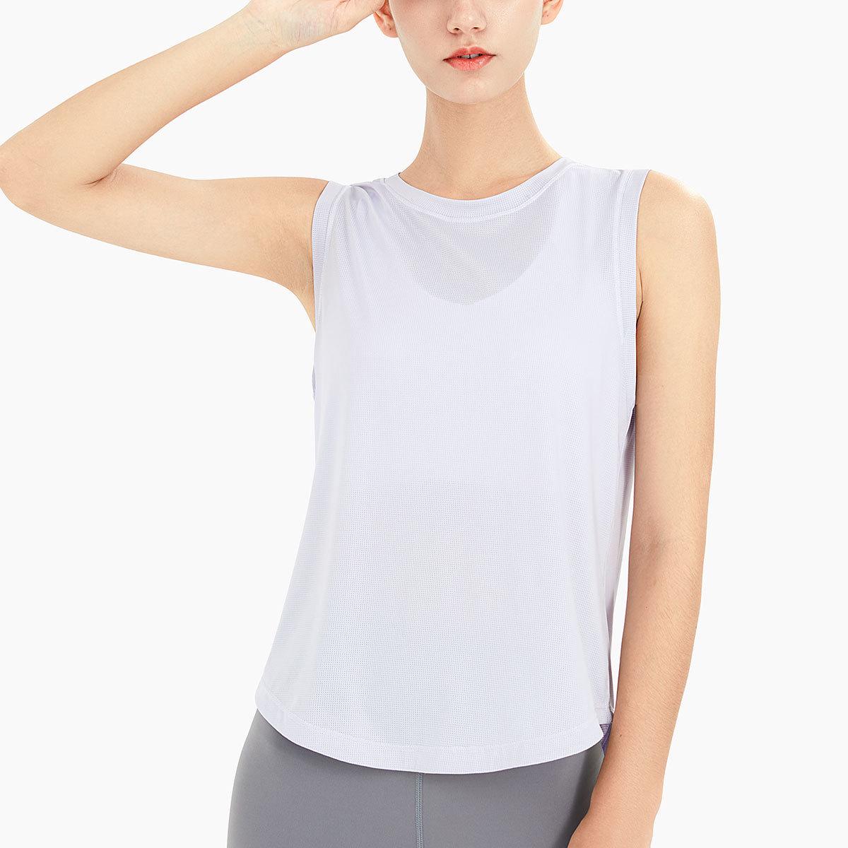 

Женская майка для йоги без рукавов из охлаждающей пряжи - быстросохнущая, свободного кроя для бега, фитнеса и тренировок. Large светло-фиолетовый