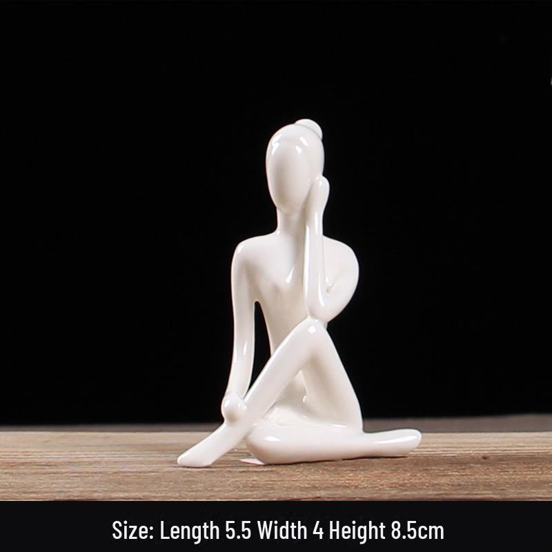

Керамическое украшение Yuxuan Modern Creative Yoga Girl – Минималистская статуэтка для домашнего декора