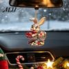 Decorative Rabbit for Home Window Easter Bunny Acrylic Pendant, Cute with Basket, 2D Car Charm Rearview Mirror Hanging Ornament, Bag Keychain