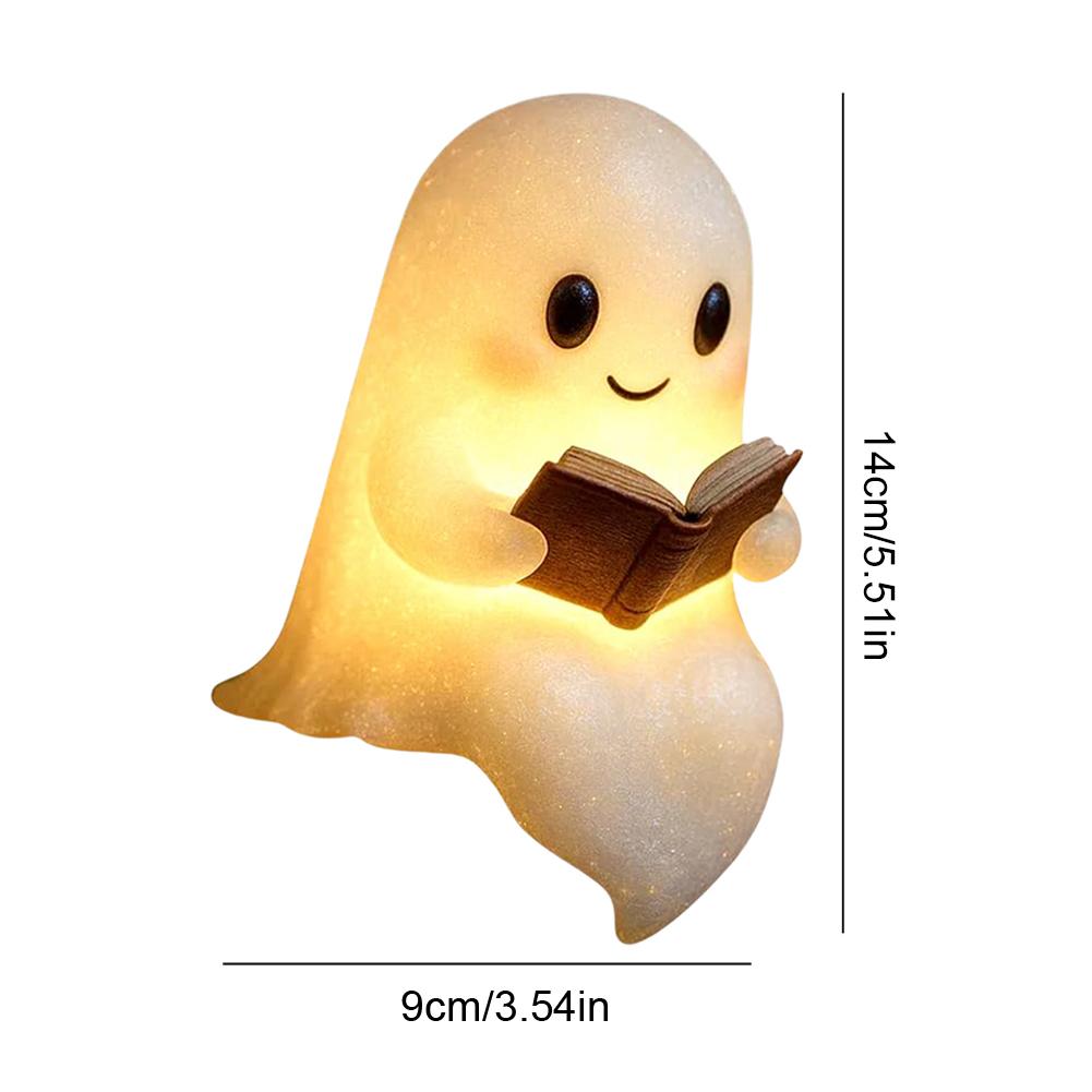 Cute Ghost Reading Lamp Halloween LED Night Light Spooky Table Lamp Desk Light For Bedroom Study Book Lovers Halloween Ornament