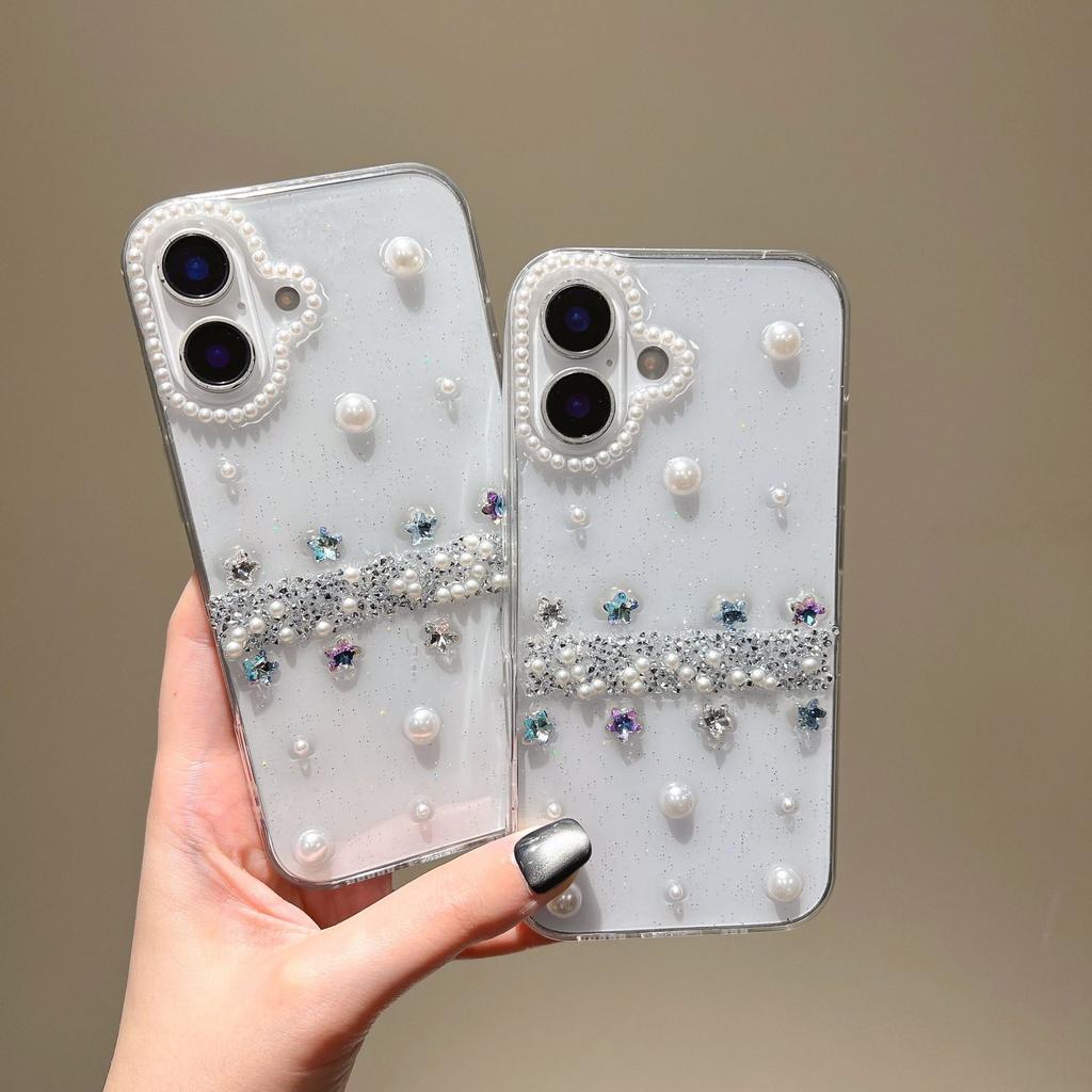 Fashion Applicable Apple 16 Mobile Phone Case Epoxy Pearl iPhone15Pro Color Star 14plus Case