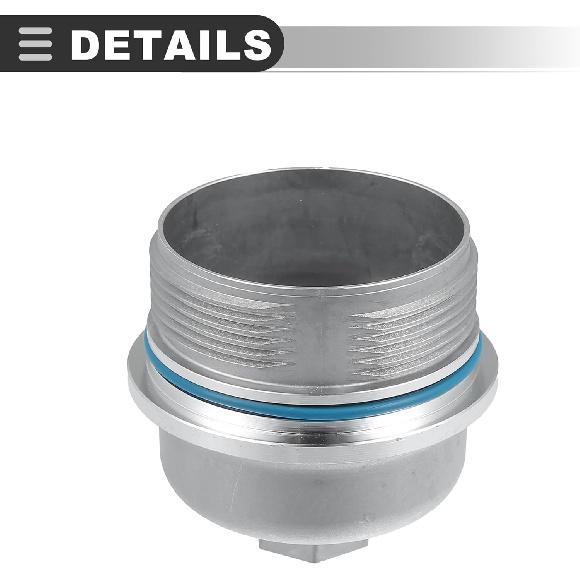 Motoforti Engine Oil Filter Housing Cover, for Cadillac CTS 2.8L 3.0L 3.6L 2004-2015, Metal,Silver Tone
