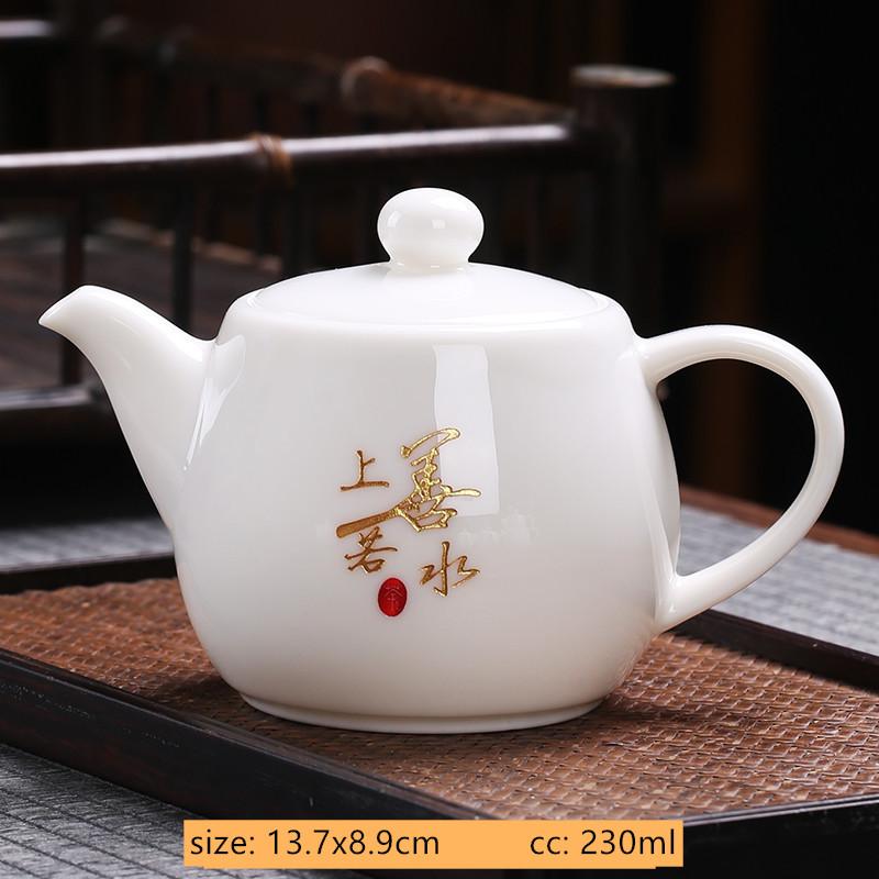 White Porcelain Teapot Custom Ceramic Tea Set Home Beauty Ball Hole Filter Tea Infuser Hand Tracing Gold Kettle Handmade Teaware