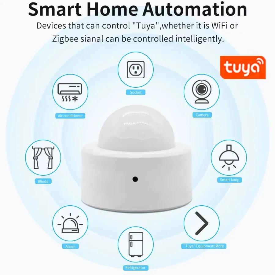 Sensor de Movimento Humano Tuya ZigBee Detector PIR Inteligente Infravermelho Sem Fio Alarme de Segurança Doméstica Aplicativo Smart Life Funciona com Alexa Google